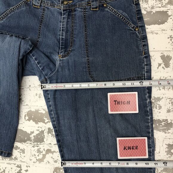 Mountain Lake Women 12 Capris Blue Chambray Straight Leg Snap Top Pocket Light - Picture 12 of 13